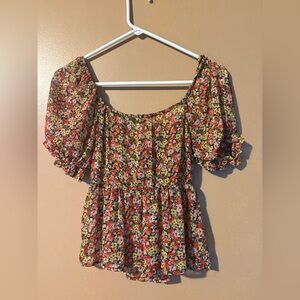 Louna Shirt Womens Size Small Baby Doll Sweetheart Neckline Boho Chic Top Crop